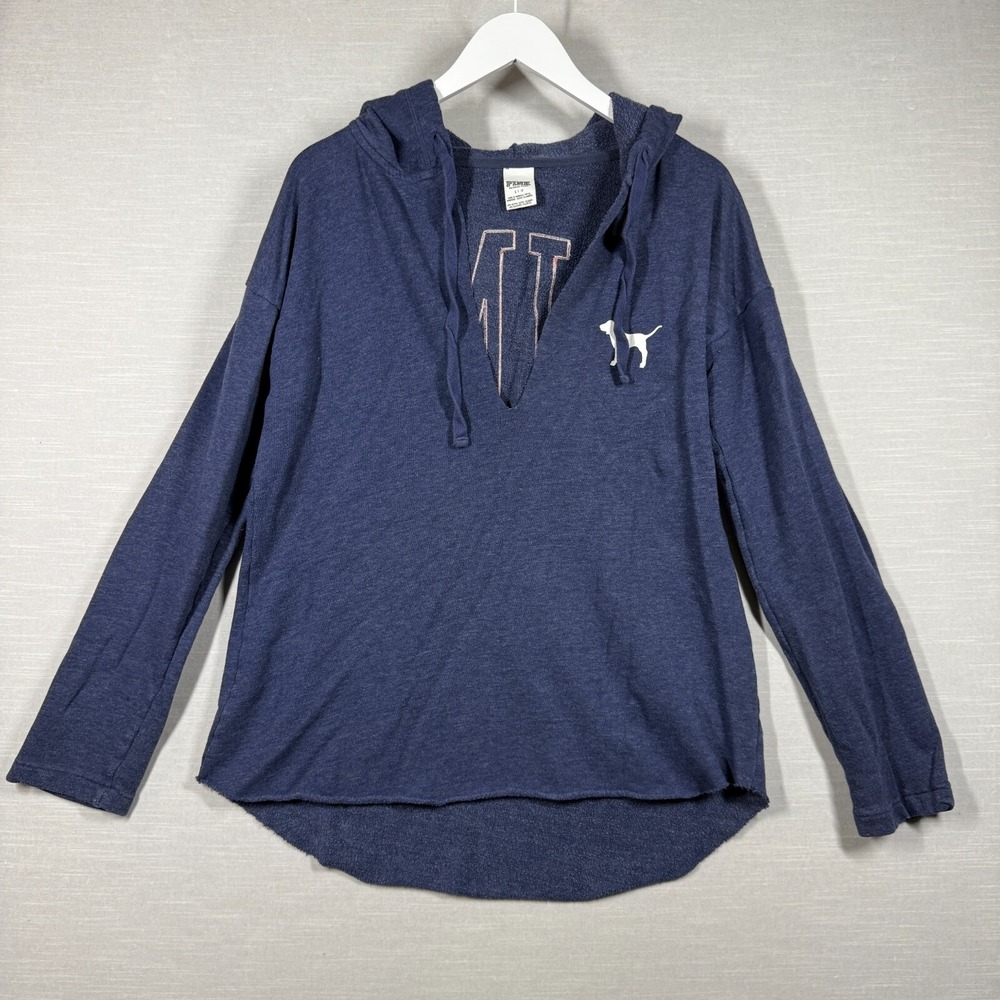 Pink Victoria Secret Hoodie Womens Small‎ Blue Dog Casual Vegas Y2K V Neck Cozy
